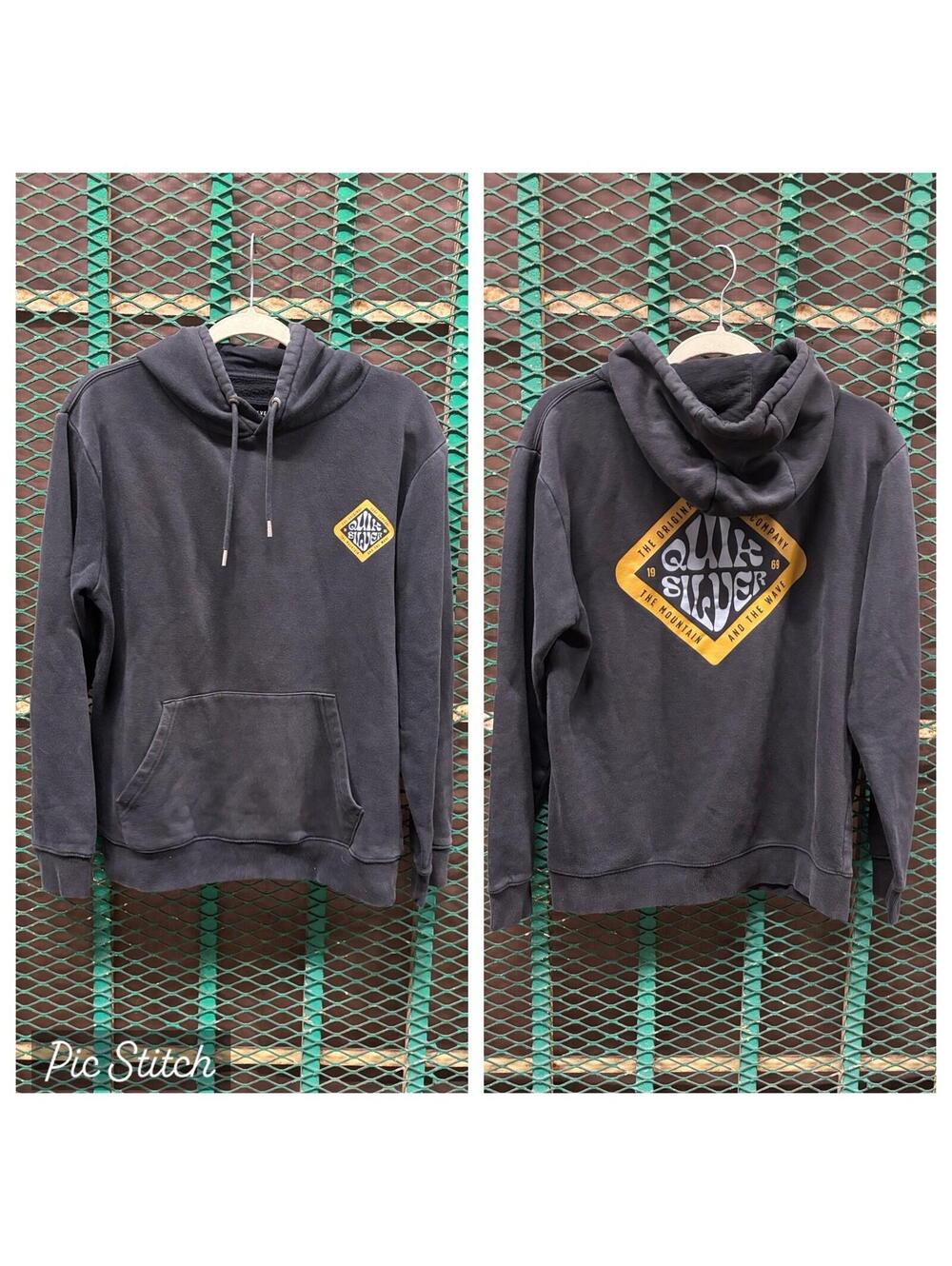 Quicksilver Lighter Years Hoodie Large Black Surf Skate Vtg Y2K Sweat Shirt